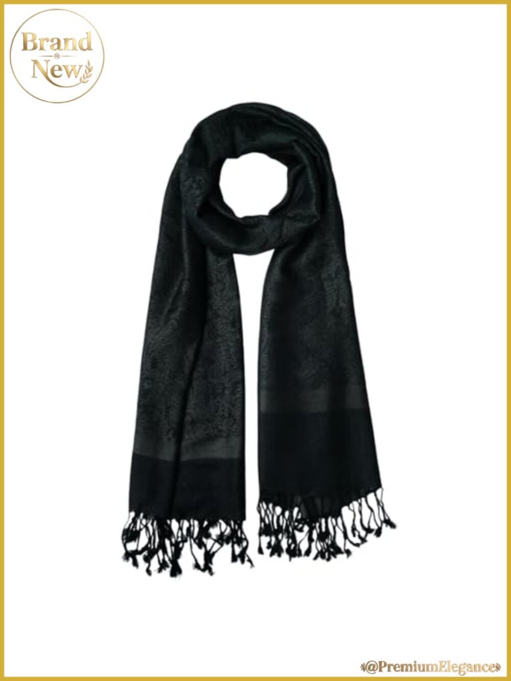 Paisley Jacquard Shawl Wrap Silky Acrylic Fringe Boho Scarf